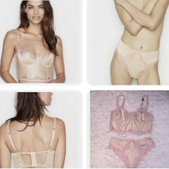 Victoria's Secret Bustier and Panty Set Pale Peach and Light Pink 34C & Medium - Picture 4 of 16
